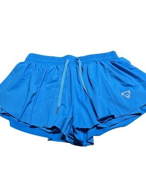 Luogongzi Blue 2-in-1 Flowy Athletic Shorts, Butterfly Style,Women’s Size Medium